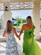 Elegant Printing Formal Evening Dresses Sleeveless Dresses With Split
