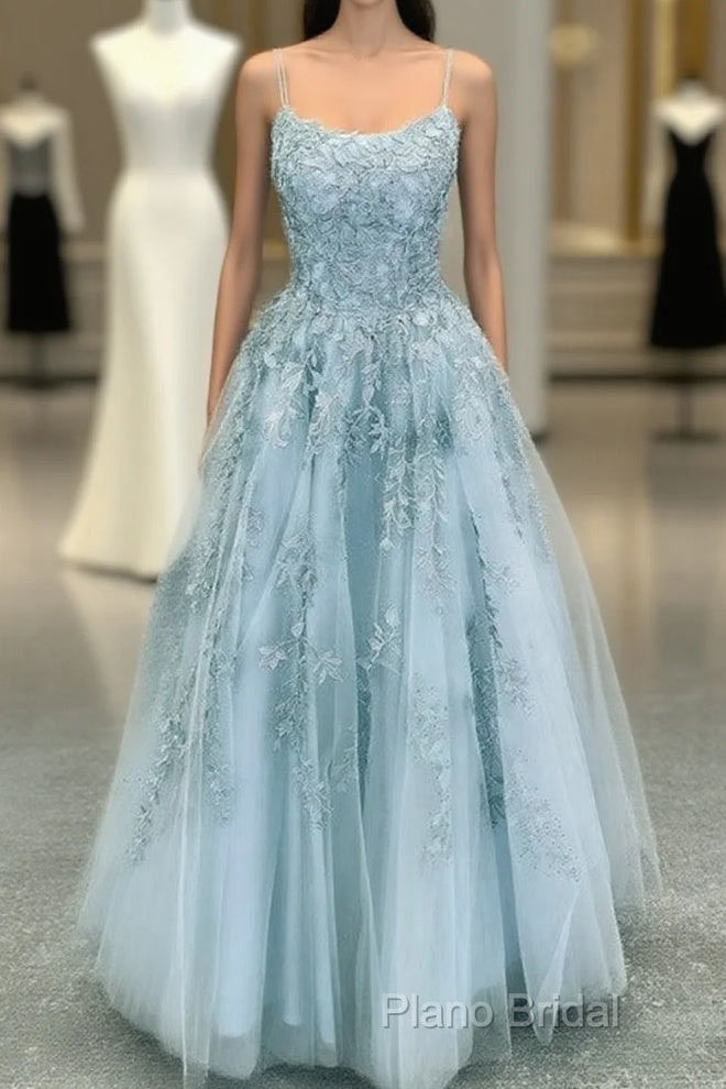 Elegant Formal Prom Dresses Ball Gown Tulle Floor Length Lace Embroidery Main image