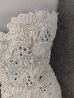 Elegant Pure White Sweetheart Neck Pearl Lace Tulle Long Formal Prom Dresses