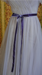 Elegant Purple A-Line Puff Sleeve Tulle Long Formal Prom Dresses Bridesmaid Dresses