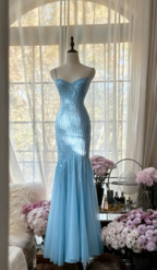 Sparkly Spaghetti Straps Purple Mermaid Wedding Guest Dresses Beaded Tulle Chiffon Long Formal Prom Dresses