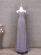 Elegant Purple Sweetheart Neck Split Lace Long Formal Prom Dresses