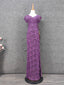 Elegant Purple V-Neck Lace Long Formal Prom Dresses