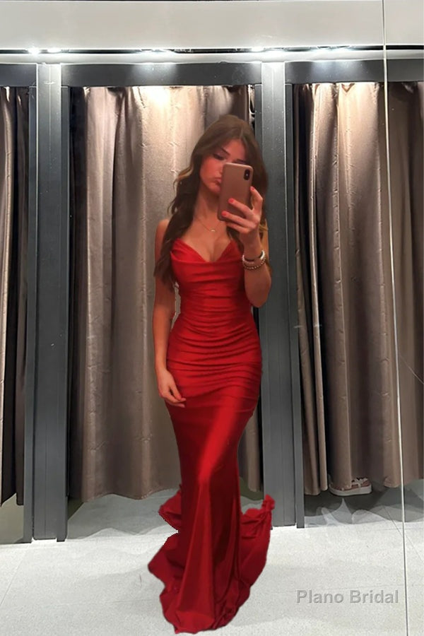 Elegant Red Mermaid Long Prom Dress,Red Formal Dress Secondary image