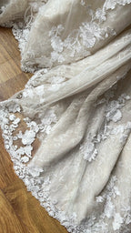 Elegant Retro Ivory Mermaid V-Neck Halter Lace Train Formal Prom Dresses Wedding Dresses
