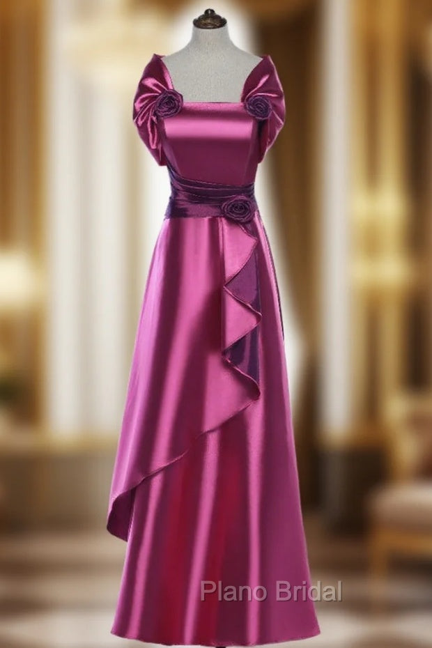 Elegant Rose Satin Flower Mother Of The Bride Dresses With Jacket Main image