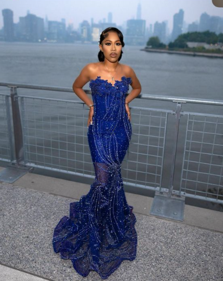 Elegant Royal Blue Sequin Beaded Appliques Mermaid Formal Prom Dresses Formal Evening Dresses