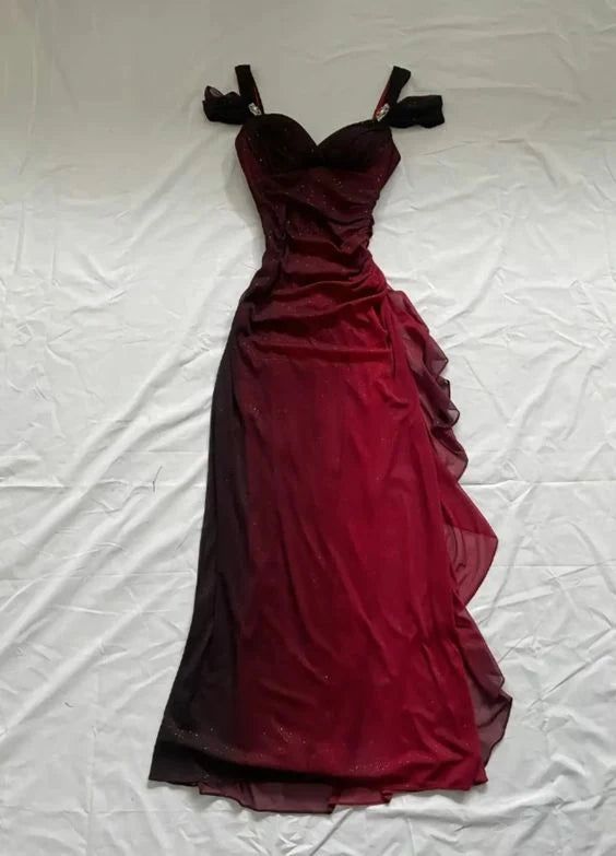 Affordable Party Dresses Under $160’œElegant  Purple Glitter Ruffled Chiffon Formal Prom Dresses Secondary image