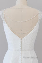 Elegant Ruffle Beading Chiffon Sheath Wedding Dress