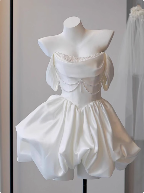 Elegant Satin One Shoulder Short Birthday Dresses Homecoming Dresses Main image