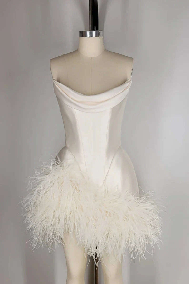 Elegant Satin Tube Top Feather Secondary image