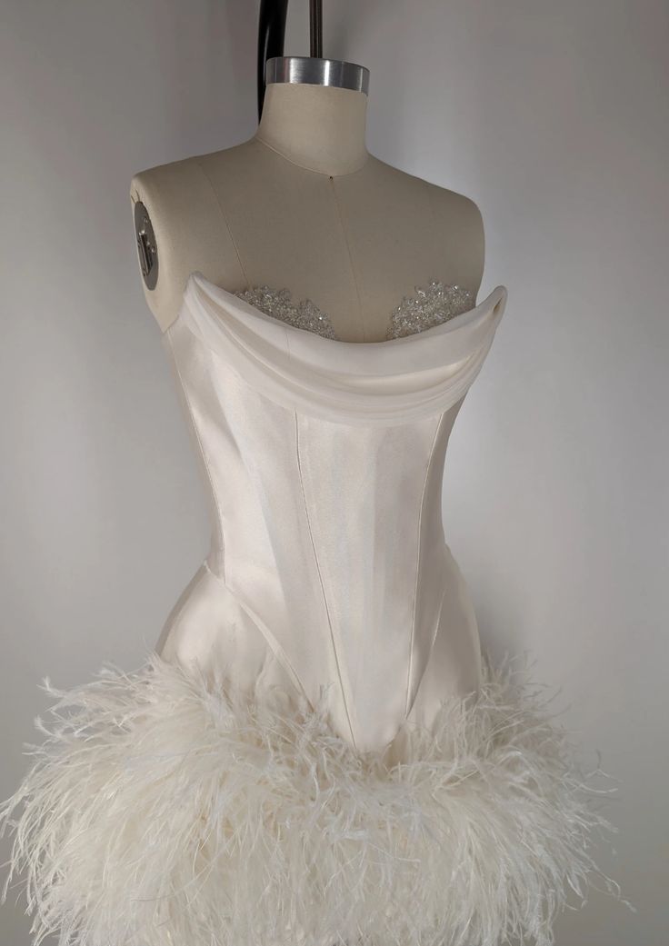 Elegant Satin Tube Top Feather Main image