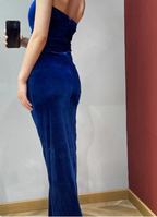 Elegant Sexy Royal Blue Sweetheart Neck Velvet Long Formal Prom Dresses