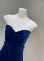 Elegant Sexy Royal Blue Sweetheart Neck Velvet Long Formal Prom Dresses