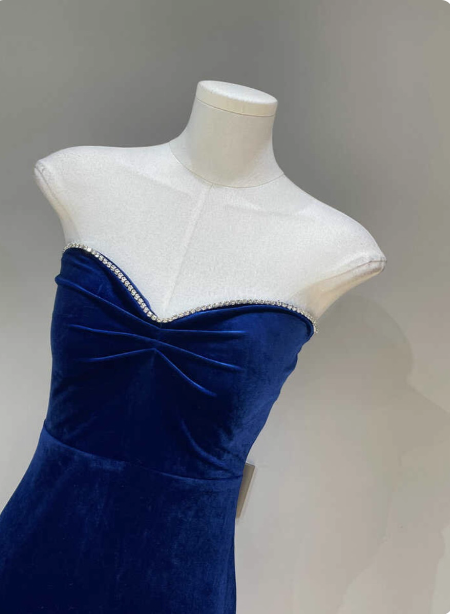 Elegant Sexy Royal Blue Sweetheart Neck Velvet Long Formal Prom Dresses