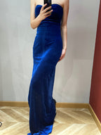Elegant Sexy Royal Blue Sweetheart Neck Velvet Long Formal Prom Dresses