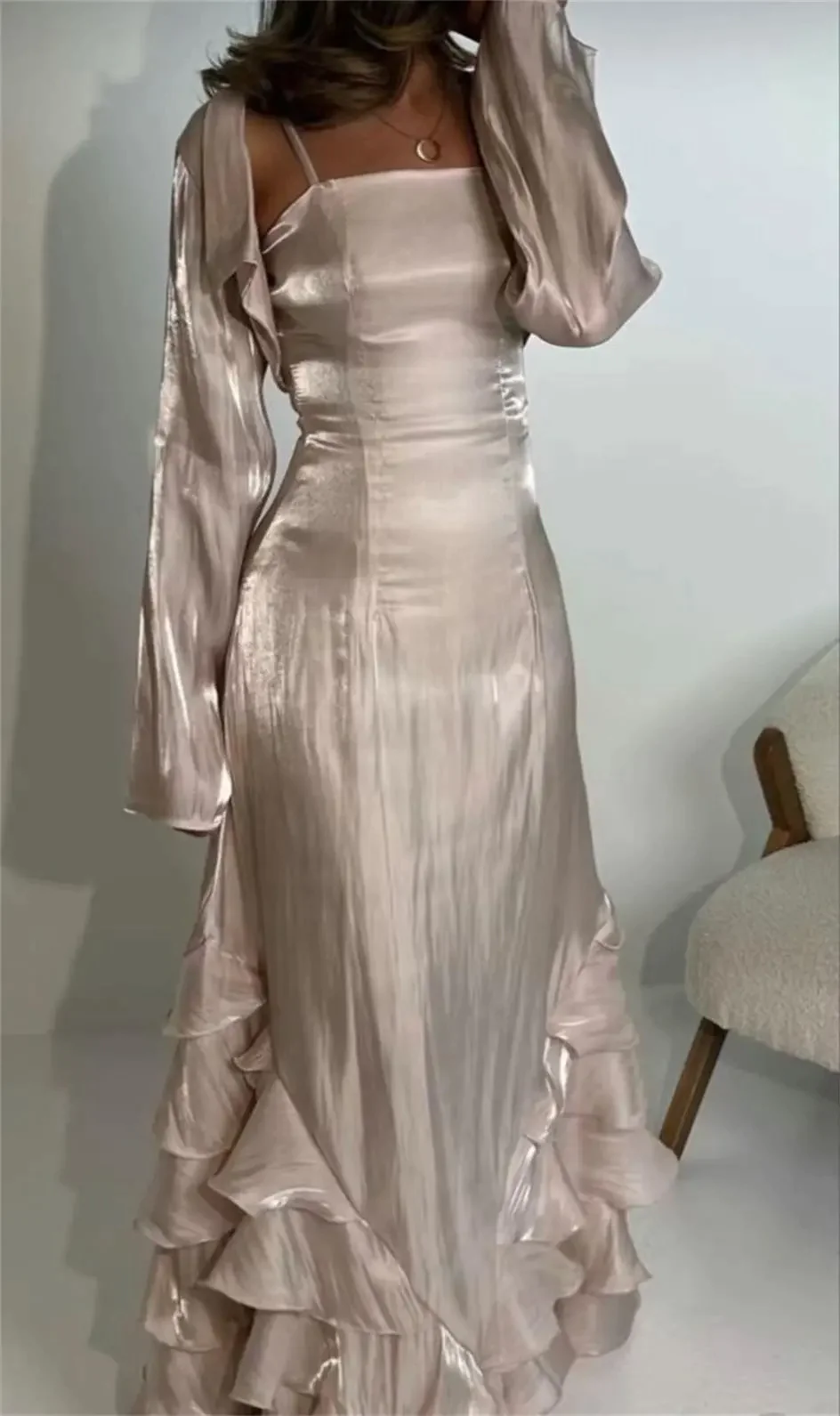 Elegant Sheath Straps Long Formal Prom Dresses
