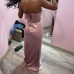 Elegant Sheath Sweetheart Sequin Pink Satin Slit Formal Prom Dresses Formal Evening Dresses