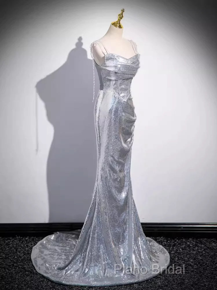 Elegant Silver Sequin Mermiad Formal Prom Dresses Long Formal Dresses Secondary image