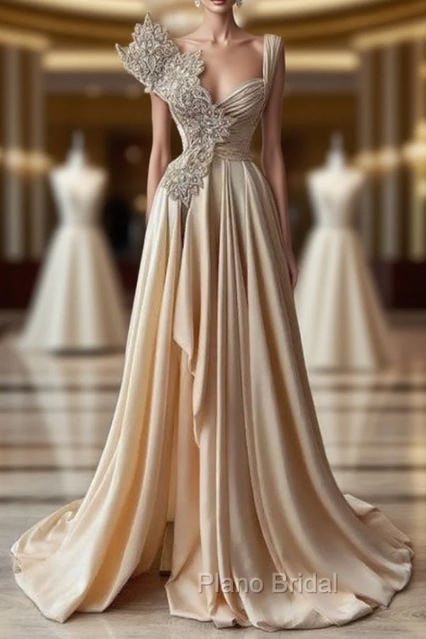 Elegant Sleeveless A-line Formal Prom Dresses Long With Split Main image