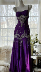 Elegant Spaghetti Straps Apricot Beaded Chiffon Mermaid Gowns Vintage Backless Formal Prom Dresses
