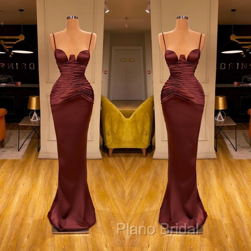 Elegant Spaghetti-Straps Mermaid Evening Party Gowns Long Formal Prom Dresses