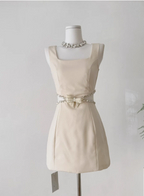 Elegant Square Neck Sleeveless Hollow Diamond Birthday Short Skirt Homecoming Dresses