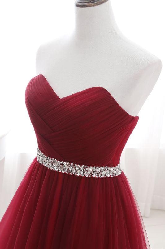 Elegant Strapless Sweetheart Tulle Ball Gown Formal Prom Dresses Long