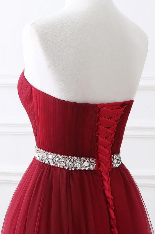 Elegant Strapless Sweetheart Tulle Ball Gown Formal Prom Dresses Long