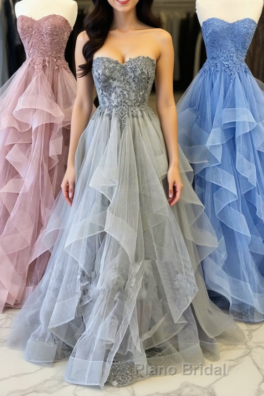 Elegant sweetheart tulle lace long Formal Prom dress tulle formal dress Main image