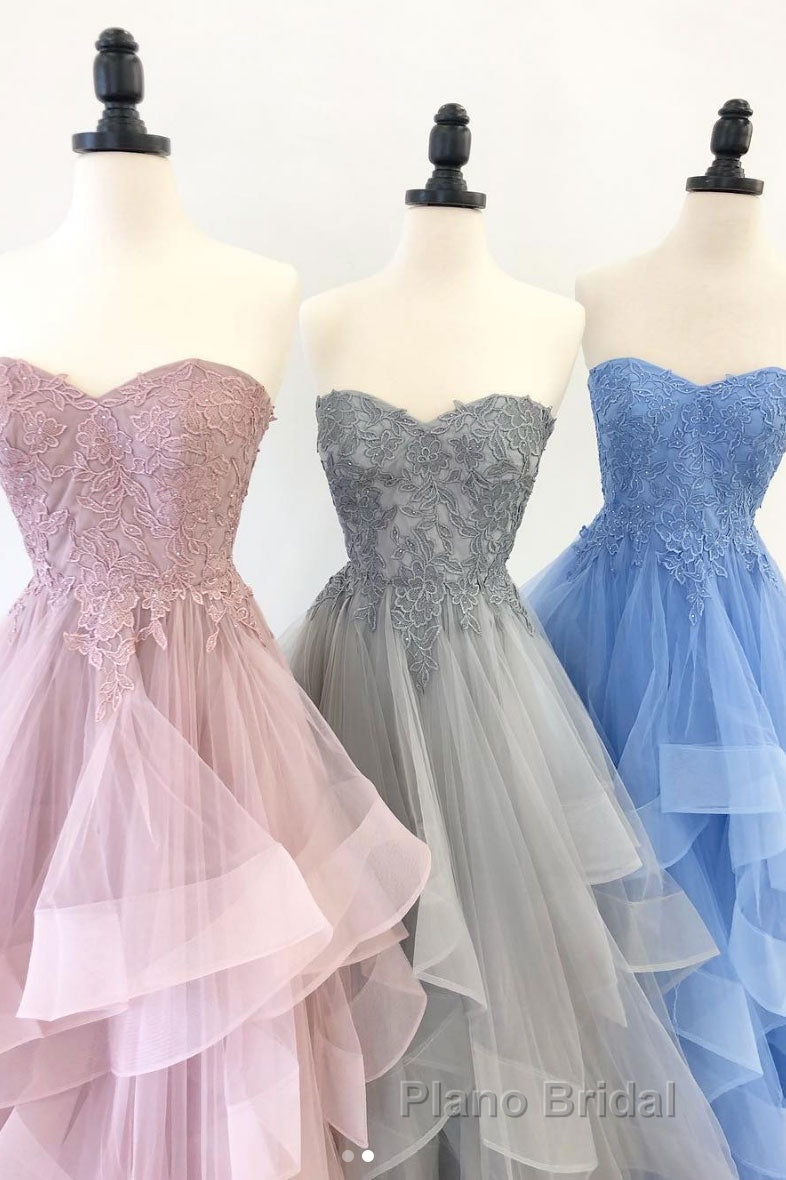 Elegant sweetheart tulle lace long Formal Prom dress tulle formal dress Secondary image
