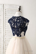 Elegant Tulle Lace Applique Long Prom Dress Tulle Evening Dress