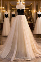 Elegant Tulle Long A-Line Formal Prom Dresses, Beautiful Formal Party Dresses
