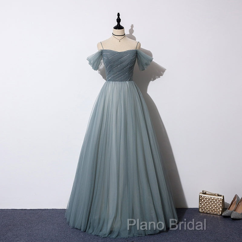 Elegant Tulle Long A Line Formal Prom Dresses, Formal Dresses