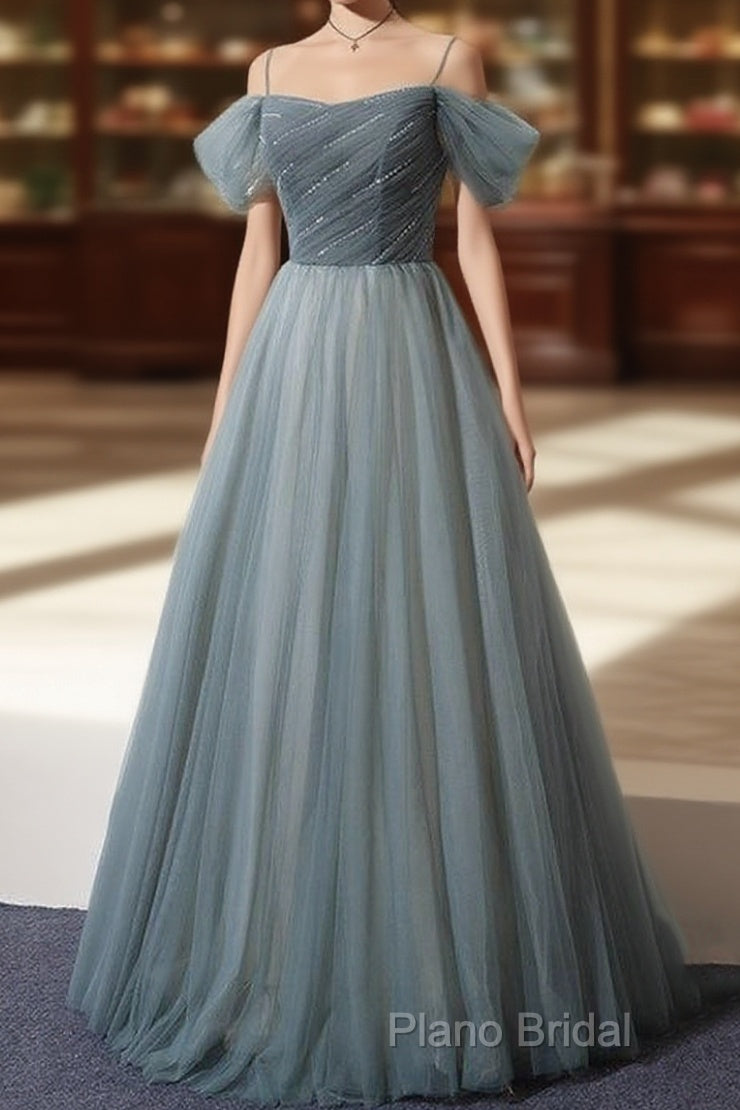 Elegant Tulle Long A Line Formal Prom Dresses, Formal Dresses