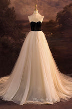 Elegant Tulle Long A-Line Formal Prom Dresses, Evening Party Dresses