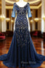 Elegant V-neck Beadings 1/2 Sleeves Mother Of The Bride Dresses