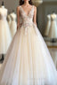 Elegant V Neck Ivory Long Formal Prom Dresses with Floral Embroidery