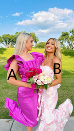 Pink And White Strapless Mermaid Long Formal Prom Dresses