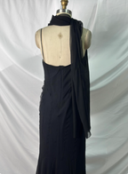 Elegant Vintage Black Mermaid Thin Strap Embroidered Chiffon Long Formal Prom Dresses