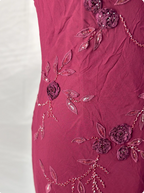 Elegant Vintage Burgundy Beaded Embroidery Thin Strap Mermaid Chiffon Long Formal Prom Dresses
