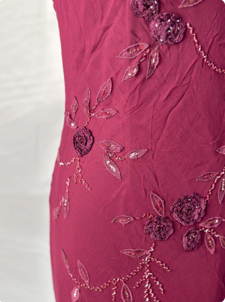 Elegant Vintage Burgundy Beaded Embroidery Thin Strap Mermaid Chiffon Long Formal Prom Dresses