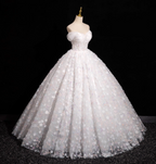 Elegant White 3D Floral Tulle Long Ball Gown Prom Dresses Sweet 16 Dresses