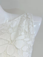 Elegant White A-Line Round Neck Lace Pattern Formal Prom Dresses Bridesmaid Dresses