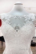 Elegant White Long Mermaid Tulle Lace Open Back Wedding Dresses