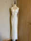 Elegant White Mermaid Halter Neck Satin Long Formal Prom Dresses