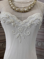 Elegant White Mermaid Sleeveless Beaded Chiffon Long Formal Prom Dresses