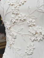 Elegant White Mermaid Spaghetti Strap U-Neck 3D Foral Embroidery Chiffon Formal Prom Dresses