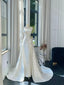 Elegant White Mermaid Strapless Beaded Satin Wedding Dresses With Train