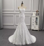Elegant White Mermaid Sweetheart Neck Lace Train Wedding Dresses